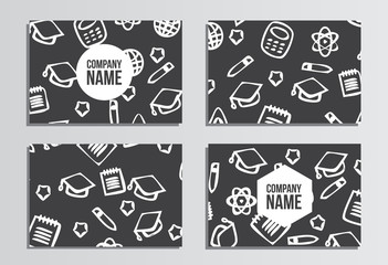 Business cards. Back to school background. Branding template wit