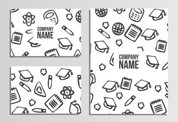 Business cards with Blank Cover. Back to school background. Bran