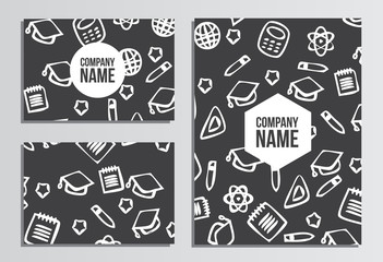 Business cards with Blank Cover. Back to school background. Bran