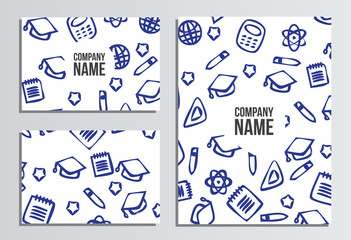 Business cards with Blank Cover. Back to school background. Bran