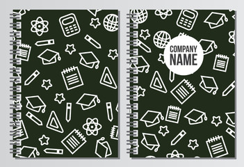Notebook cover. Back to school background. Branding template wit