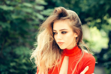 Naklejka premium Sexy young woman with long hair