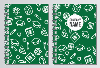 Notebook cover. Back to school background. Branding template wit
