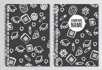 Notebook cover. Back to school background. Branding template wit