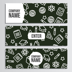 Web banner with back to school pattern. Back to school branding