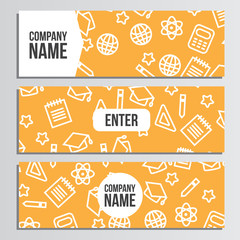 Web banner with back to school pattern. Back to school branding