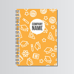 Notebook with back to school pattern. Back to school branding ba