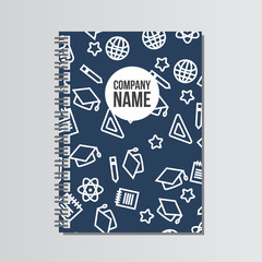 Notebook with back to school pattern. Back to school branding ba