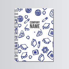 Notebook with back to school pattern. Back to school branding ba