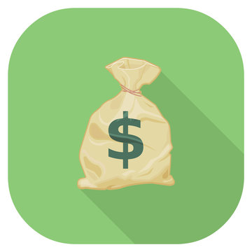A vector illustration of a full money sack with a dollar Sign.
Money Sack Icon.