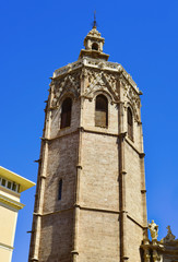 Fototapeta na wymiar the bell tower of the Cathedral, in Valencia, Spain