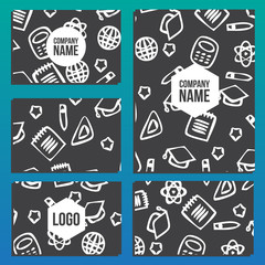 Business cards with Blank Cover with back to school pattern. Bac
