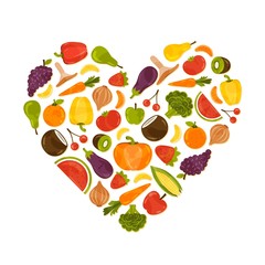 Heart made of healthy food