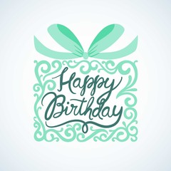 Happy birthday card with ornamental gift