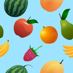 Vector seamless background with fruits.