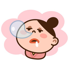 居眠りする若い女性
