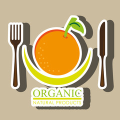 healthy vegetarian food label isolated icon design