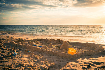 Sand castle on the beach