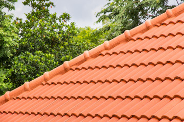 home building construction roof tiles  concrete. orange color