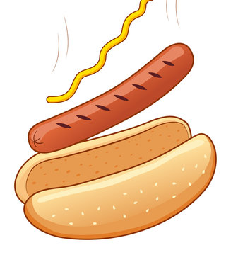 hot dog making. Vector Illustration with simple gradients. All in a single layer.
