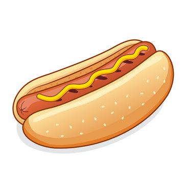  hot dog with mustard. Vector Illustration with simple gradients. All in a single layer.