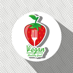 healthy vegetarian food label isolated icon design