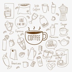 Hand drawn coffee elements