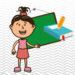 kid with chalkboard and pencil  isolated icon design