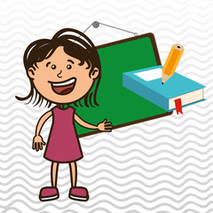 kid with chalkboard and pencil  isolated icon design