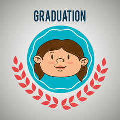 kid on graduation emblem isolated icon design
