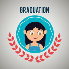 kid on graduation emblem isolated icon design