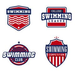 Swimming sport logos for competitions, tournaments, clubs, leagues. Vector illustration.