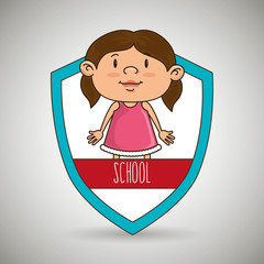 student on school  shield isolated icon design