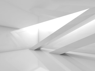 Empty 3d white room with beams