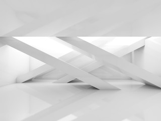 Abstract empty interior, white room 3d
