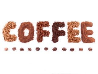 Надпись(coffee) из разных сортов кофе
