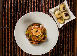 dish of linguine with seafood. Typical Sicilian cuisine.