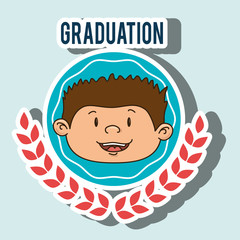 kid on graduation emblem isolated icon design