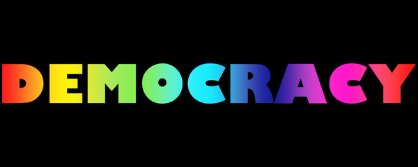 Democracy text letters colourful