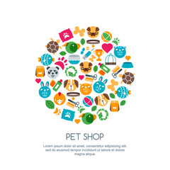 Vector flat illustration of cat, dog, parrot bird, turtle, snake. Goods for animals, multicolor icons set. Trendy design concept for pet shop, pets care, grooming or veterinary.