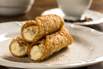 typical Sicilian pastries called CANNOLI with amarena listed in