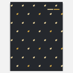 Dark seamless pattern background. Black and gold.  Abstract leaf texture. Vector seamless pattern