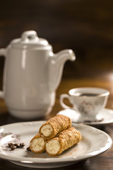 typical Sicilian pastries called CANNOLI with amarena listed in