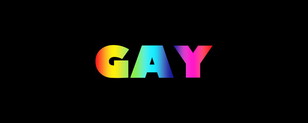 Word Gay colorful  rainbow letters