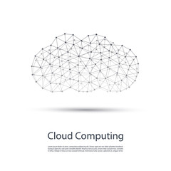 Black and White Minimal Cloud Computing, Networks Structure, Telecommunications Concept Design With Wireframe - Vector Illustration