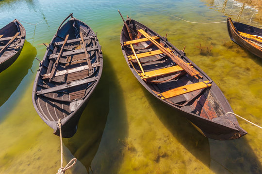 Old wooden Swedish fishing boats