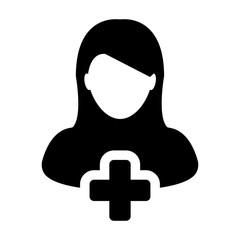 Add User Icon - Woman, Account, New, Profile Glyph Vector illustration