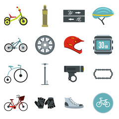 Flat biking icons set. Universal biking icons to use for web and mobile UI, set of basic biking elements isolated vector illustration
