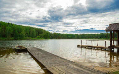 fishing boat on the lake