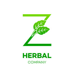 Letter Z logo,Green leaf,Herbal,Pharmacy,ecology vector illustration